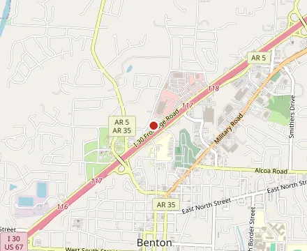 Map showing Dan's I 30 Diner